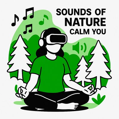 Illustration of Virtual Reality Meditation with Nature Sounds