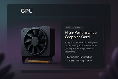 Modern GPU Design Page Layout with 3D Illustration