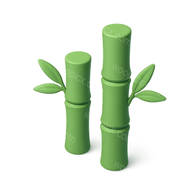 Stylish 3D Bamboo Icon with Isometric Design