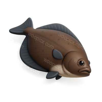 Stylized 3D Halibut Icon in Isometric View