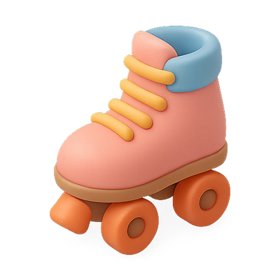 Colorful 3D Illustration of a Roller Skate