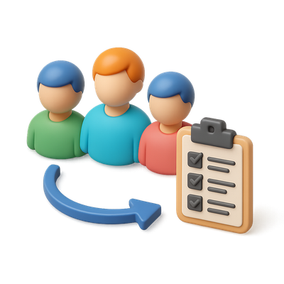 3D Care Coordination Icon with Team and Checklist