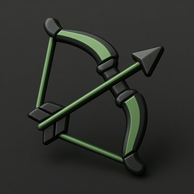 Detailed 3D Game Icon of a Bow with Dark Background