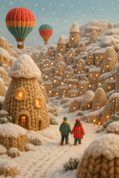 Cozy New Year's Cappadocia in 3D Texture