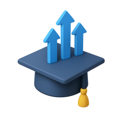 3D Graduation Cap with Upward Arrows Icon