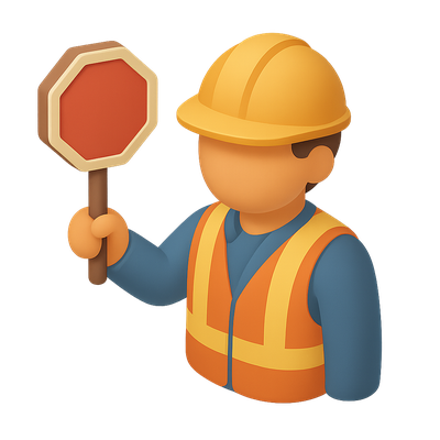 3D Traffic Controller Icon with Stop Sign