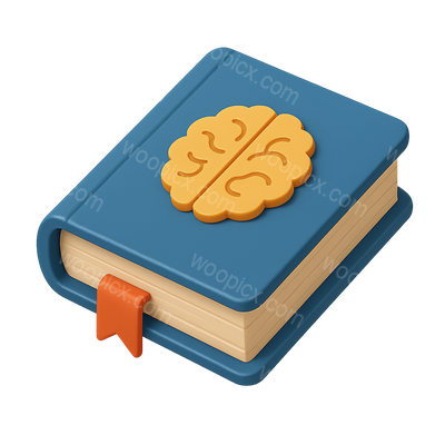 3D Knowledge Book Icon with Brain Design