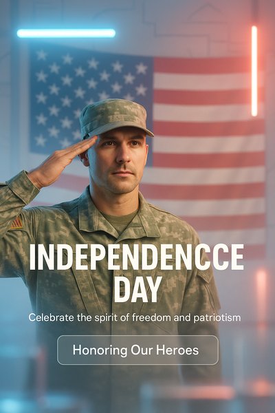 Patriotic Independence Day Celebration Image with Soldier