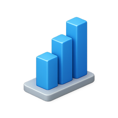 3D Bar Graph Icon Representing Data Visualization