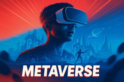 Futuristic Metaverse World with VR Headset