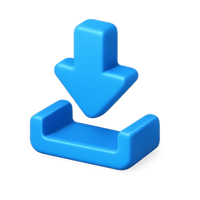 Stylized Blue Download Icon with Modern Design