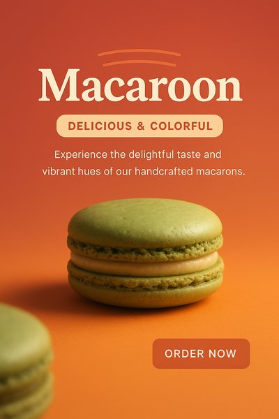 Colorful Macaroon Advertisement for Handcrafted Treats