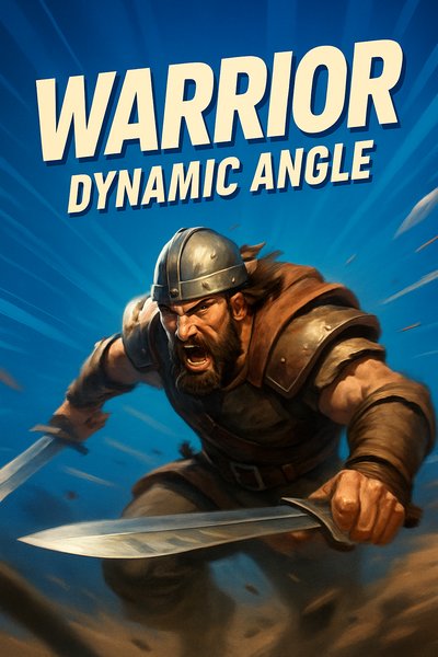Dynamic Warrior in Action with Bold Typography