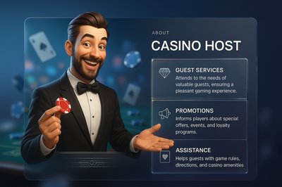 3D Casino Host Illustration with Features Overview