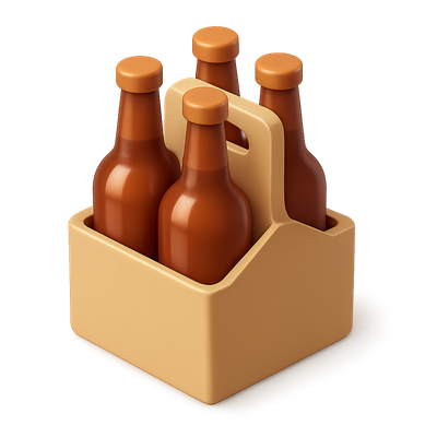 Stylish 3D Icon of a Four Bottles Carrier