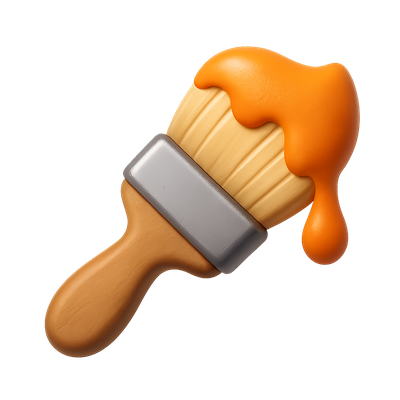 3D Paintbrush Icon with Volumetric Design
