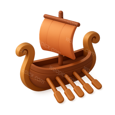 Stylized 3D Icon of a Greek Trireme Warship