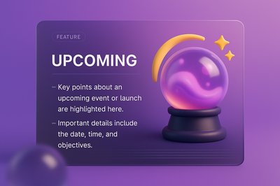3D Illustration of Upcoming Event Feature with Stylish Elements
