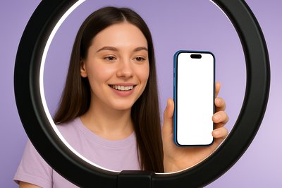 Blogger Holding a Phone in a Ring Light