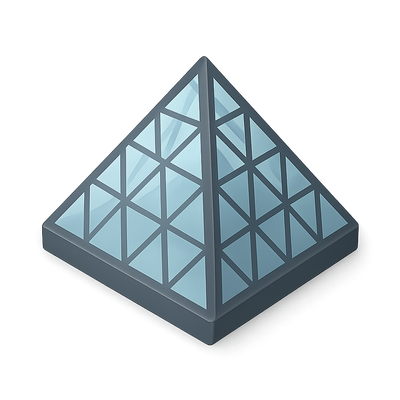 Stylized 3D Icon of the Louvre Pyramid in Glass
