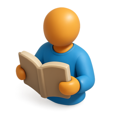 3D Icon of a Person Holding an Open Book in Isometric View