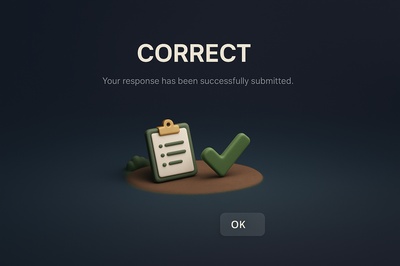 3D Scene Depicting Correct Submission Confirmation
