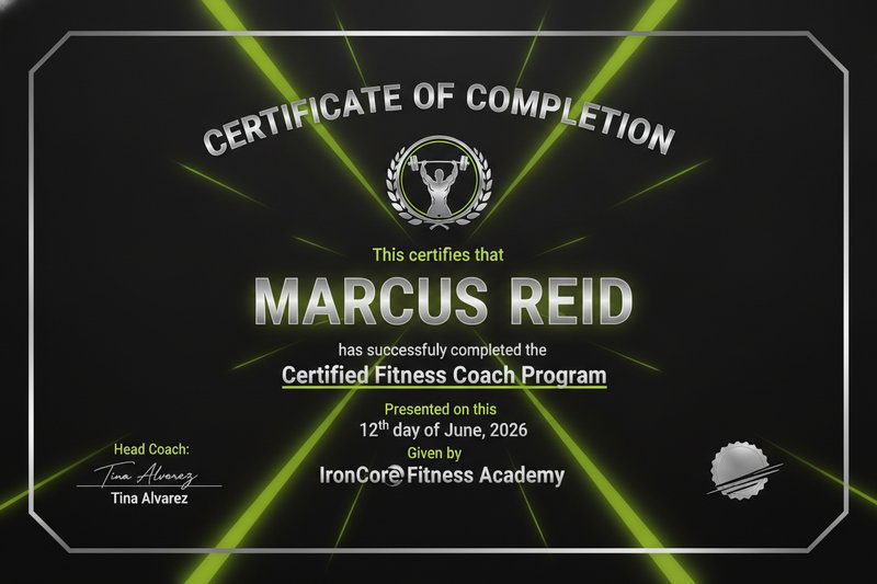 Dynamic fitness completion certificate