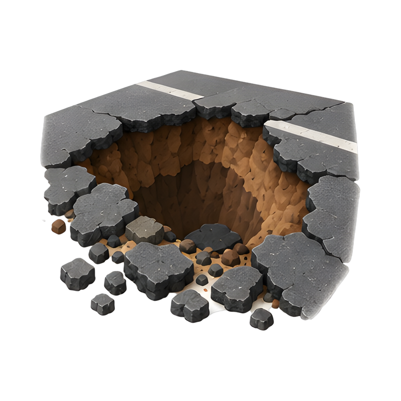 sinkhole on cracked road