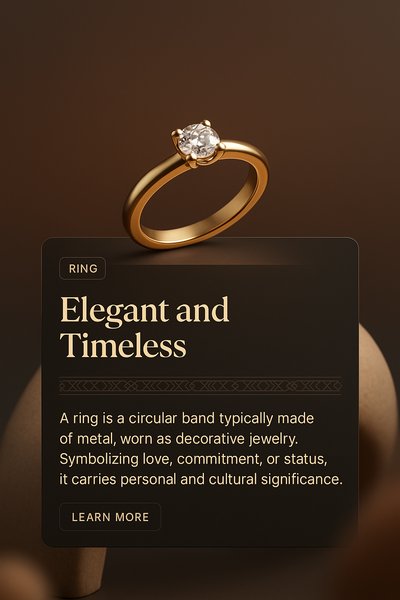 3D Illustration of an Elegant Ring with Informative Block