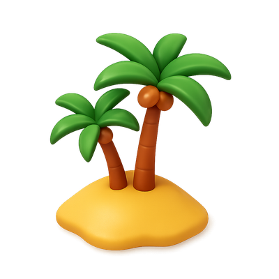 Stylized 3D Palm Trees on an Island Icon