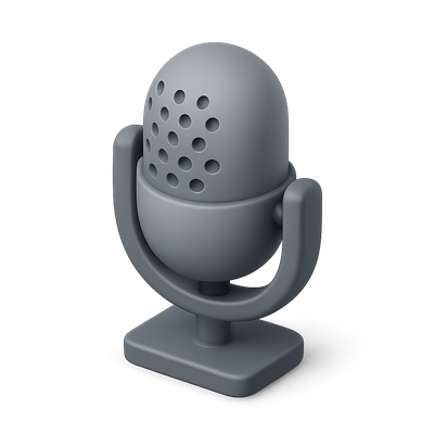 Stylized 3D Microphone Icon in Isometric View