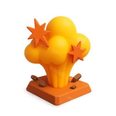 3D Blast Icon with Volumetric Design and Isometric View