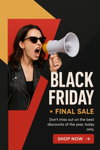 Black Friday Final Sale Announcement with Stylish Woman