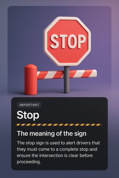 3D Stop Sign Illustration with Informative Block