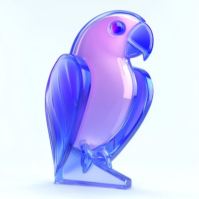 Stylized 3D Parrot Sculpture in Vibrant Colors