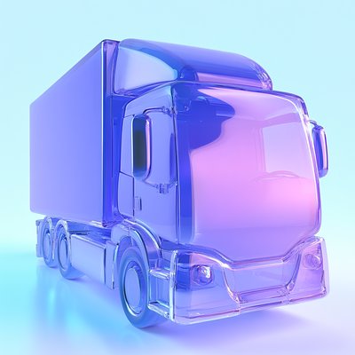 Stylized Transparent Truck Illustration with Gradient Colors