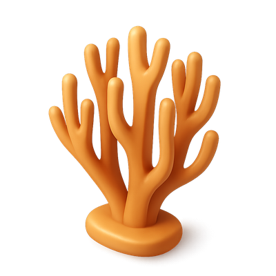 3D Coral Fungus Icon with Isometric Design