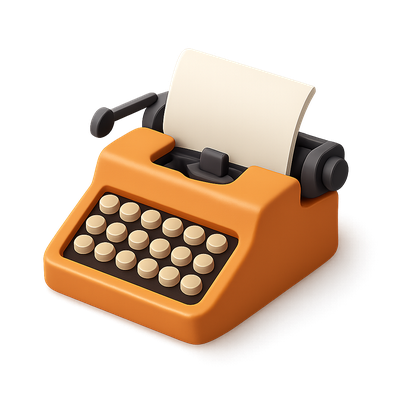 Stylish 3D Typewriter Icon with Paper
