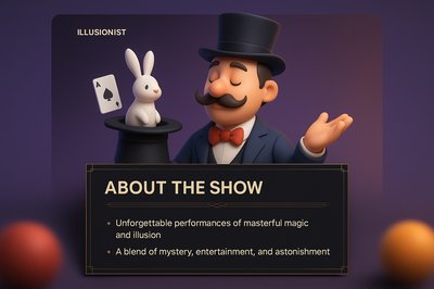 3D Illustration of an Illusionist with Dynamic Web Design Elements