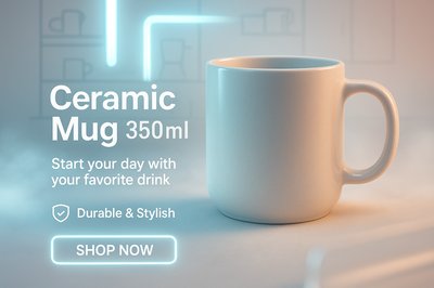Promotional Image for Ceramic Mug Featuring Modern Design