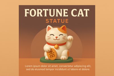Charming Fortune Cat Statue with Playful Design