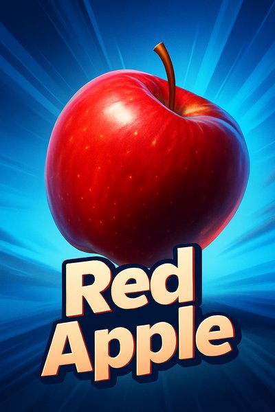 Dynamic Red Apple Illustration on Vibrant Background