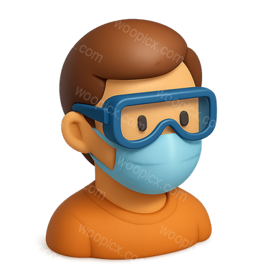 3D Safety Icon Featuring Goggles and Mask