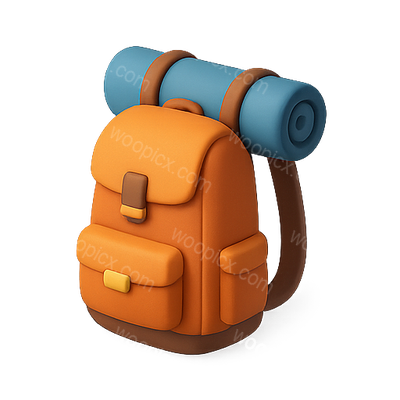 3D Render of a Stylish Backpack with Sleeping Bag