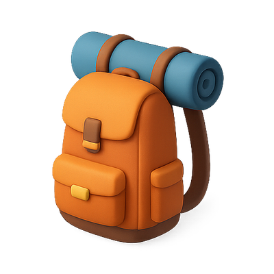 3D Render of a Stylish Backpack with Sleeping Bag