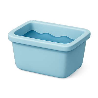 Minimalist Blue Rectangular Container with Water