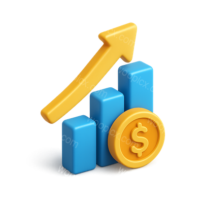 Stylized 3D ROI Icon with Graph and Dollar Symbol