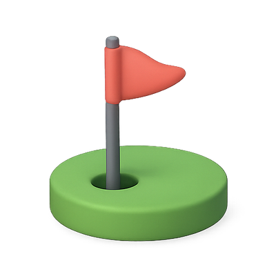 3D Golf Flag and Hole Icon Representation