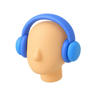 Stylized 3D Headphone Model on Abstract Head