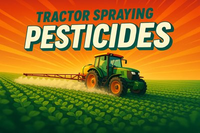 Dynamic Aerial View of Tractor Spraying Pesticides Over Soybean Field